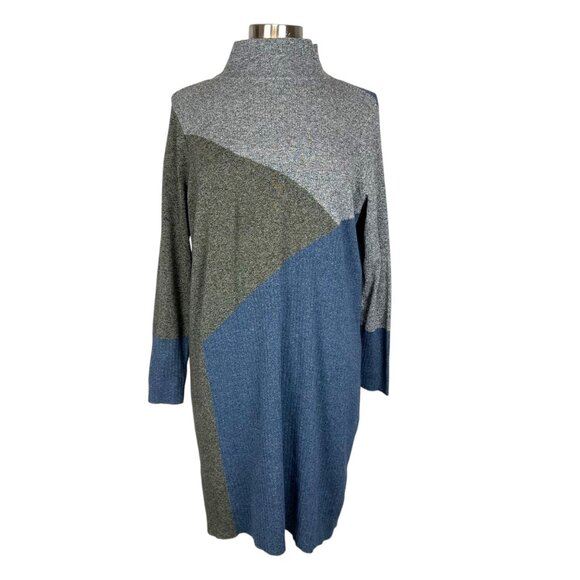 Nic Zoe Womens Long Sleeve Mock Neck Sweater Dress Colorblock Blue Gray size L - Picture 3 of 13